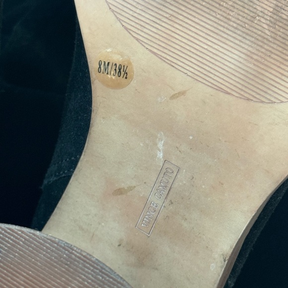 Vince Camuto black suede leather knee high block heel boots - Picture 9 of 11